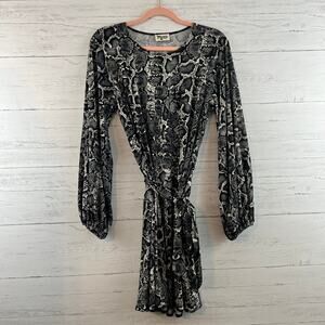 Show Me Your Mumu Geller Dress Reptile Print Long Sleeve Size S